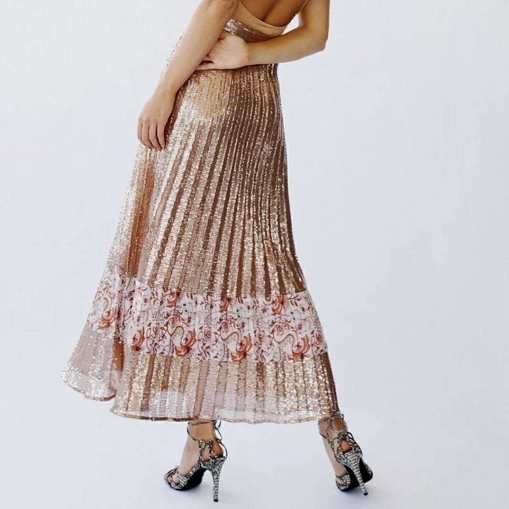 Free People Let's Dance Sequin Maxi Skirt Size 2 - Picture 2 of 7